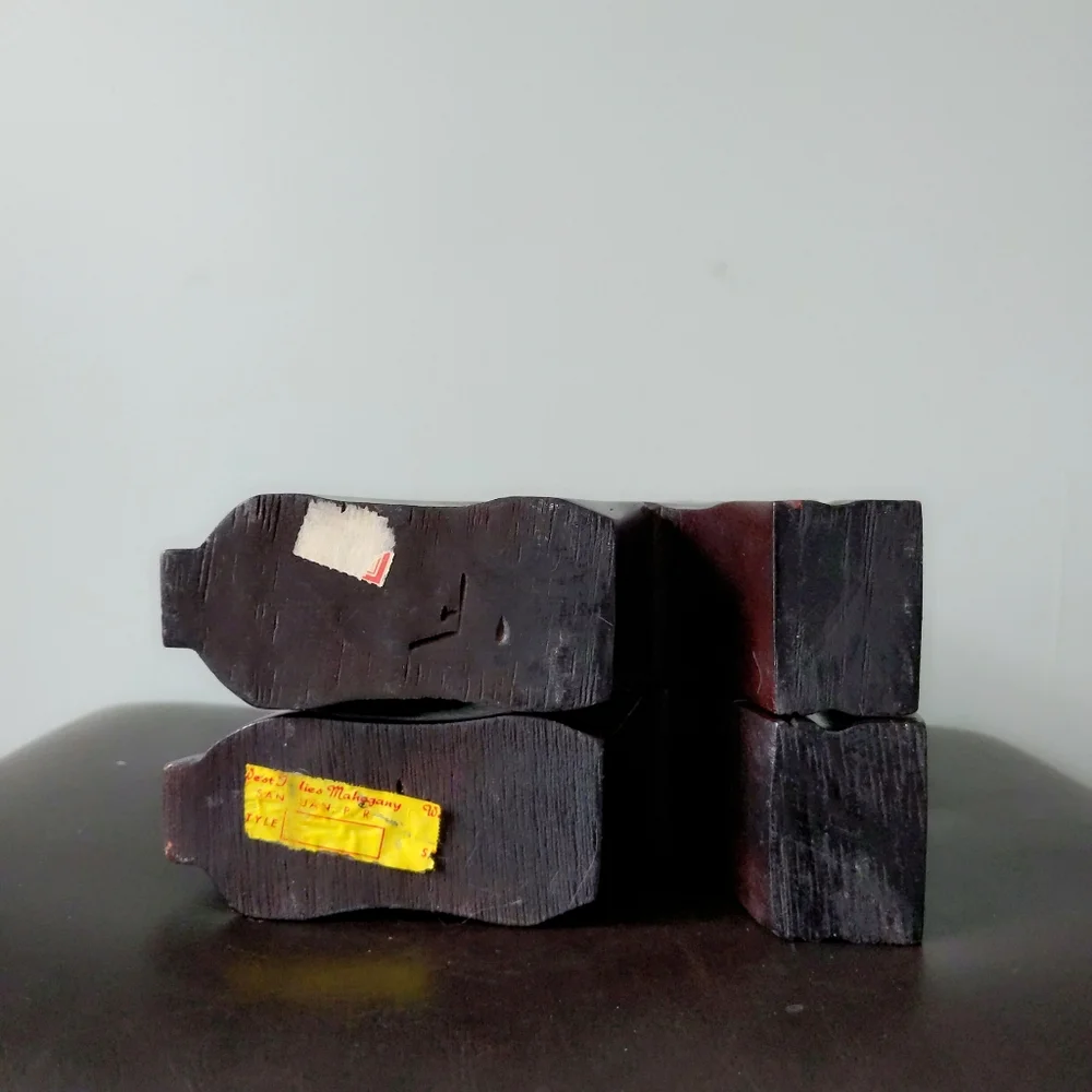 Rare! Vintage Mid-Century Carved San Juan PR Mahogany Wood Donkey Bookends